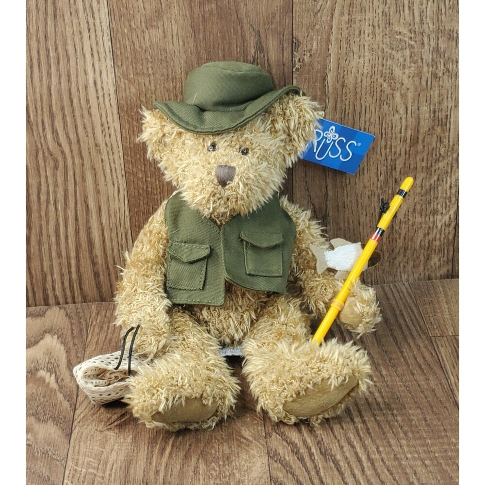 Lodge Life Dakota 11" Plush Teddy Bear Fishing Russ Berrie & Co